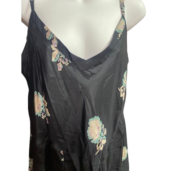 Horses Atelier Black Multicolor Silk Floral 100% Silk Slip Dress Women's Size 4 - Picture 3 of 6